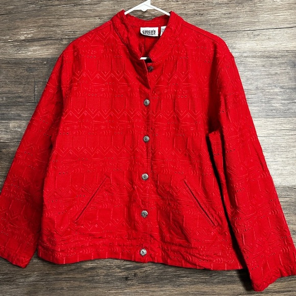 Chico's Vibrant Red Textured Blazer - Picture 1 of 7